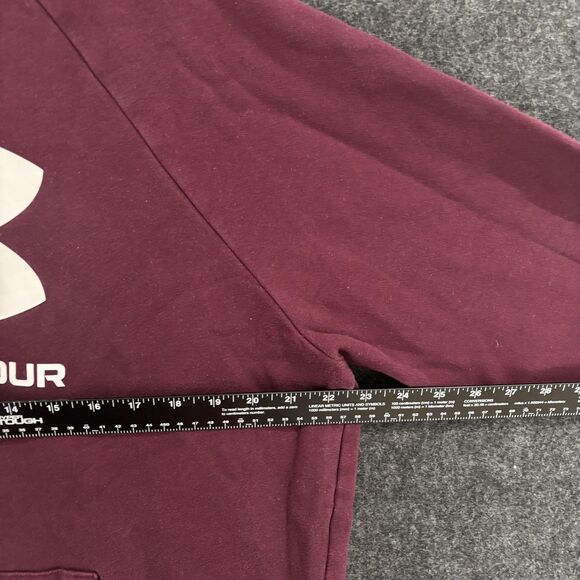 Under Armour Hoodie Men's Large Burgundy Pullover Sweatshirt Big Logo UA Pocket - Picture 5 of 6